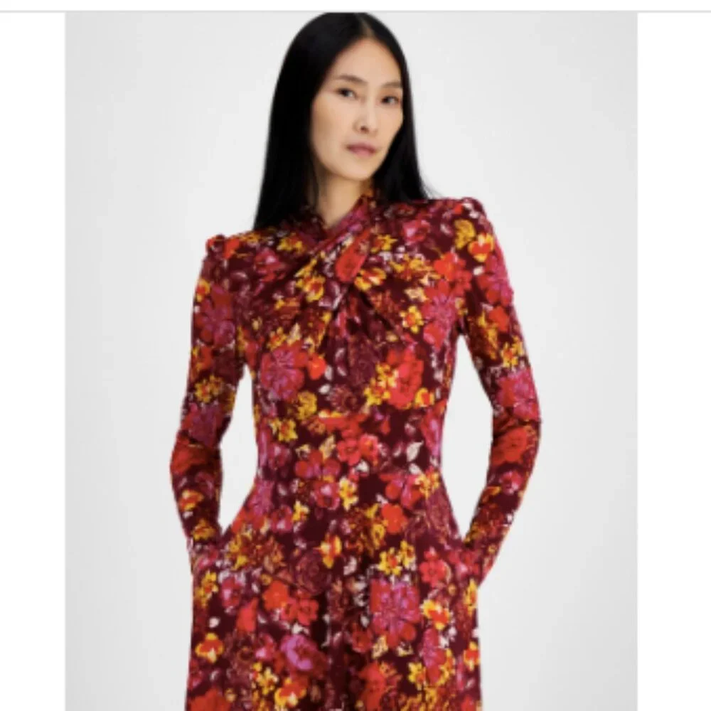 Rachel Rachel Roy Women's Harland Floral-Print a-Line Dress - Fall Garland - Picture 5 of 7